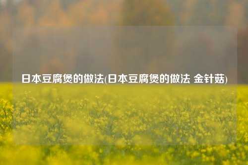日本豆腐煲的做法(日本豆腐煲的做法 金针菇)